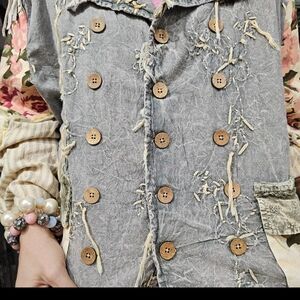 #1396 A Rare Bird Chambray Knotted Shirt/Jacket